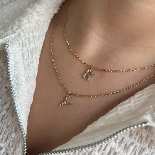 Initiaal Ketting met Diamonds - Letter Ketting